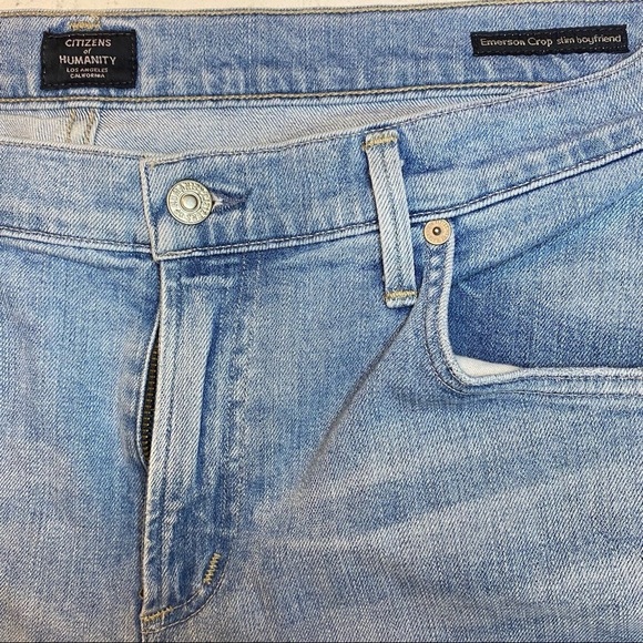 Citizens of Humanity Emerson Cropped Slim Boyfriend Lightwash Jeans Size 32 - Picture 11 of 13